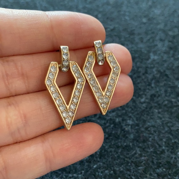 Diamond shape gold vintage stud earrings - Picture 5 of 6